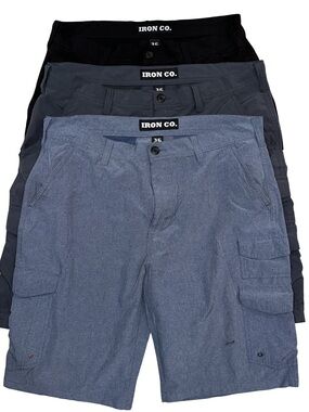 Men’s Iron Co. Cargo Work Shorts Tech Stretch Lot of 3 Gray Black Blue Size 36
